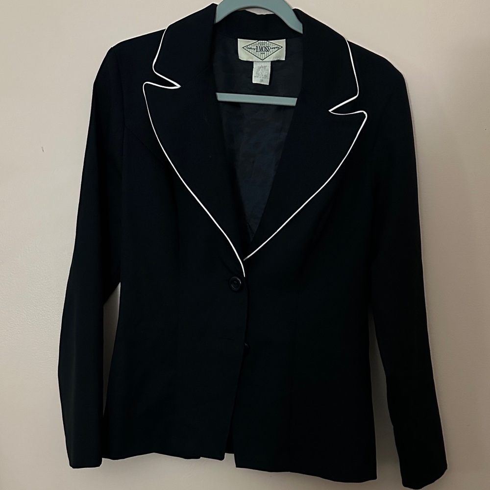 Tailor B. Moss Black Blazer with White Trim
